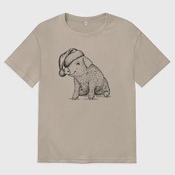 Футболка оверсайз женская Новогодний поросенок, цвет: миндальный