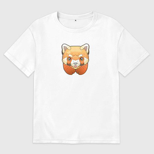 Женская футболка оверсайз Маленькая красная панда / Белый – фото 1