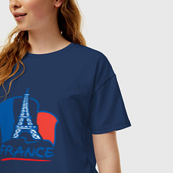 Футболка оверсайз женская France, цвет: тёмно-синий — фото 2