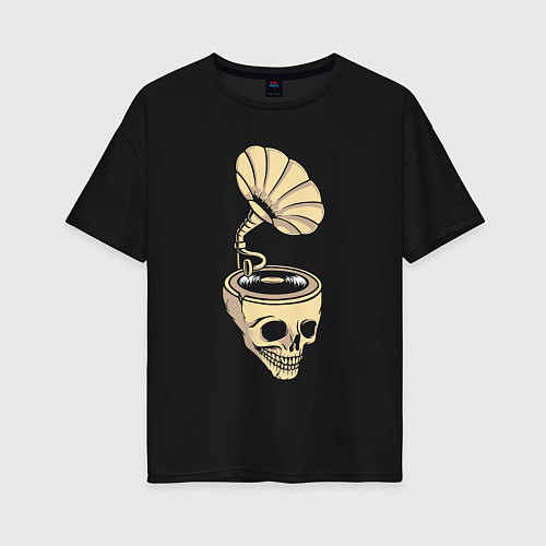 Женская футболка оверсайз Skull vinyl / Черный – фото 1