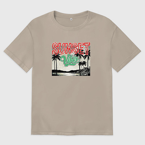 Женская футболка оверсайз Summer feel / Миндальный – фото 1