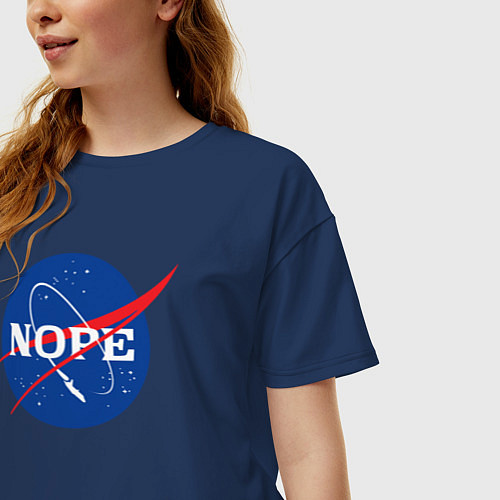 Женская футболка оверсайз Nope NASA / Тёмно-синий – фото 3