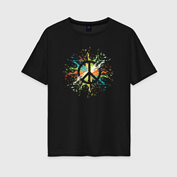Футболка оверсайз женская Peace light, цвет: черный