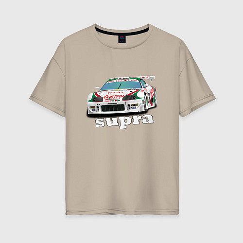 Женская футболка оверсайз Toyota Supra Castrol 36 / Миндальный – фото 1