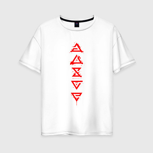 Женская футболка оверсайз Знаки ведьмака с подтеками / Белый – фото 1