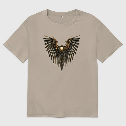 Женская футболка оверсайз Знак крыльев / Миндальный – фото 1