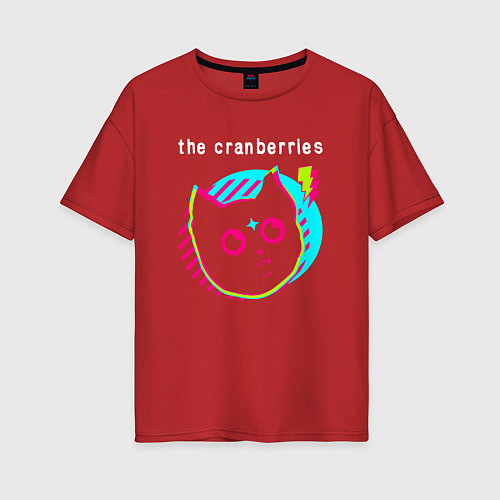 Женская футболка оверсайз The Cranberries rock star cat / Красный – фото 1