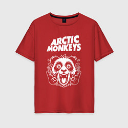 Футболка оверсайз женская Arctic Monkeys rock panda, цвет: красный