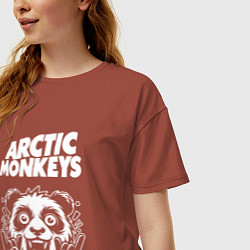 Футболка оверсайз женская Arctic Monkeys rock panda, цвет: кирпичный — фото 2