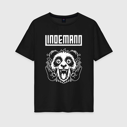 Женская футболка оверсайз Lindemann rock panda / Черный – фото 1