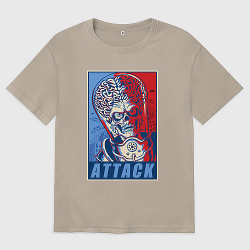 Женская футболка оверсайз Attack brain-alien / Миндальный – фото 1