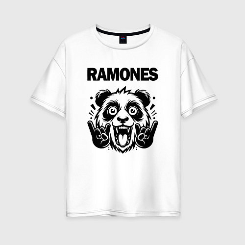 Женская футболка оверсайз Ramones - rock panda / Белый – фото 1