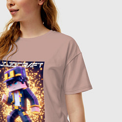 Футболка оверсайз женская Jojo and Minecraft - collaboration ai art, цвет: пыльно-розовый — фото 2