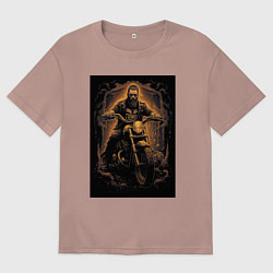 Женская футболка оверсайз Брутальный мотоциклист