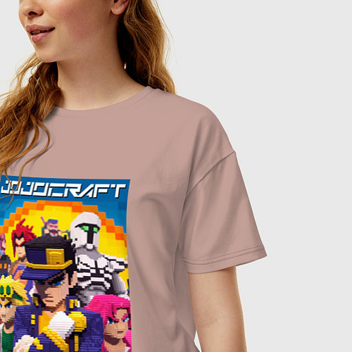 Женская футболка оверсайз Minecraft and Jojo collaboration - ai art / Пыльно-розовый – фото 3