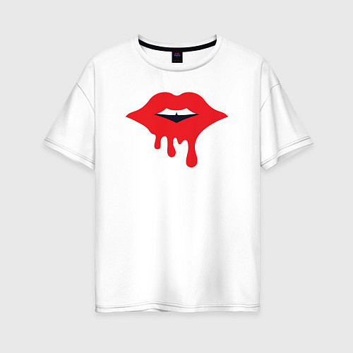 Женская футболка оверсайз Красные губки / Белый – фото 1