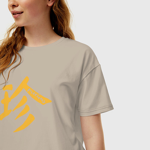 Женская футболка оверсайз Прелесть иероглиф / Миндальный – фото 3