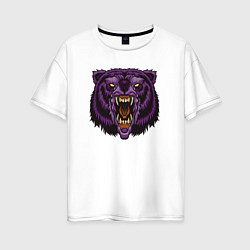 Женская футболка оверсайз Фиолетовый медведь