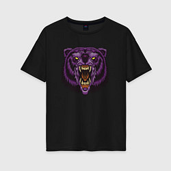 Женская футболка оверсайз Фиолетовый медведь