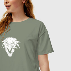 Футболка оверсайз женская Знак школы грифона с потертостями - Ведьмак 3, цвет: авокадо — фото 2