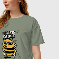 Футболка оверсайз женская Why bee cause im cool, цвет: авокадо — фото 2