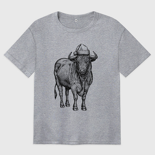 Женская футболка оверсайз Новогодний бык / Меланж – фото 1