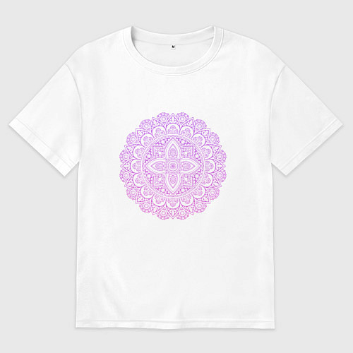 Женская футболка оверсайз Сиренево-розовая мандала / Белый – фото 1