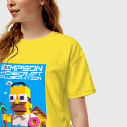 Футболка оверсайз женская Homer Simpson and Minecraft - collaboration ai art, цвет: желтый — фото 2