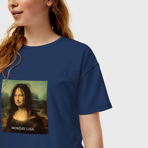 Женская футболка оверсайз Monday Lisa / Тёмно-синий – фото 3