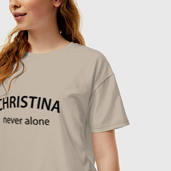 Футболка оверсайз женская Christina never alone - motto, цвет: миндальный — фото 2