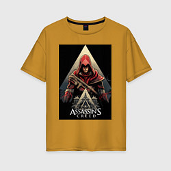 Женская футболка оверсайз Assassins creed красный костюм