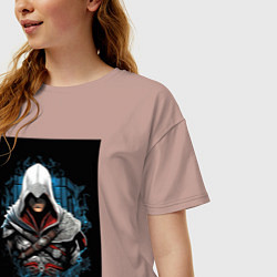 Футболка оверсайз женская Assassins creed белый костюм, цвет: пыльно-розовый — фото 2