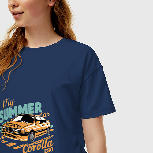 Женская футболка оверсайз My Summer Car Toyota Corolla / Тёмно-синий – фото 3