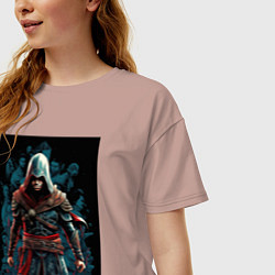 Футболка оверсайз женская Assassins creed старый стиль, цвет: пыльно-розовый — фото 2