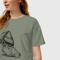 Футболка оверсайз женская Новогодняя корова, цвет: авокадо — фото 2