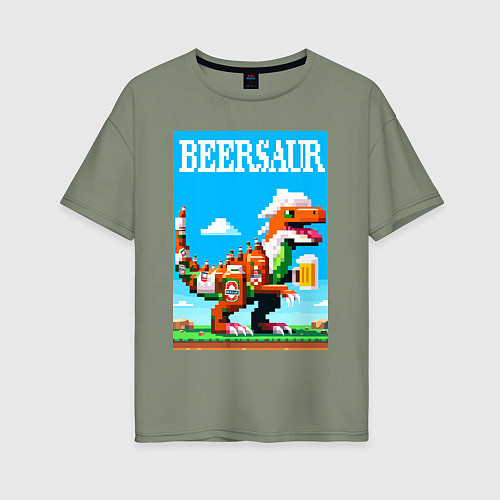 Женская футболка оверсайз Beersaur - pixel art / Авокадо – фото 1