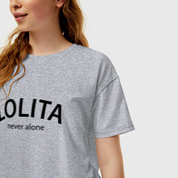 Футболка оверсайз женская Lolita never alone - motto, цвет: меланж — фото 2