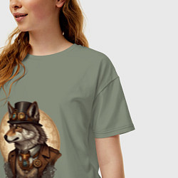 Футболка оверсайз женская Волк симпатик, цвет: авокадо — фото 2