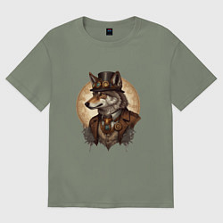 Женская футболка оверсайз Волк симпатик