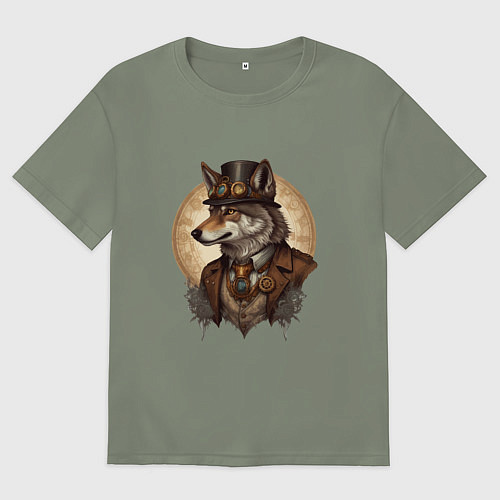 Женская футболка оверсайз Волк симпатик / Авокадо – фото 1