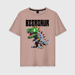 Женская футболка оверсайз Beersaur - meme ai art