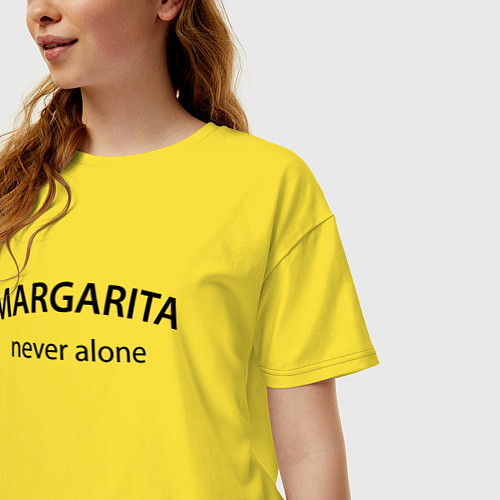 Женская футболка оверсайз Margarita never alone - motto / Желтый – фото 3