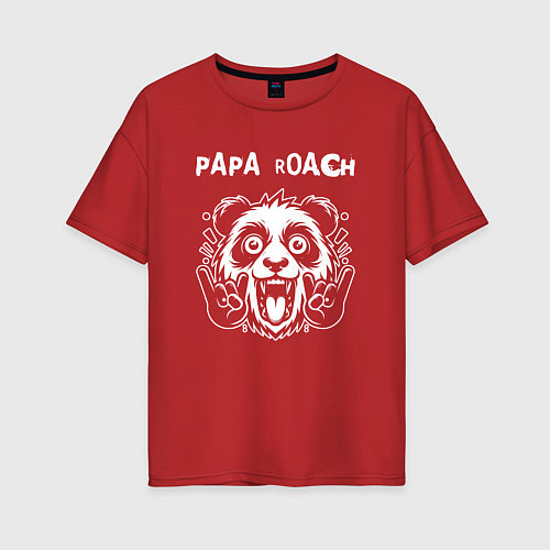 Женская футболка оверсайз Papa Roach rock panda / Красный – фото 1