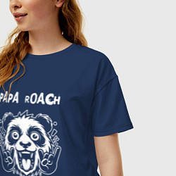 Футболка оверсайз женская Papa Roach rock panda, цвет: тёмно-синий — фото 2