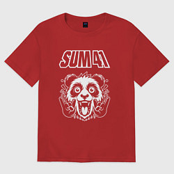 Футболка оверсайз женская Sum41 rock panda, цвет: красный