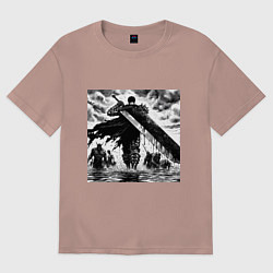 Футболка оверсайз женская Чёрный мечник Гатс, цвет: пыльно-розовый