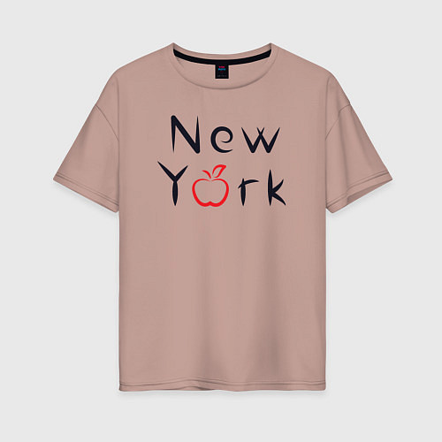 Женская футболка оверсайз New York apple / Пыльно-розовый – фото 1