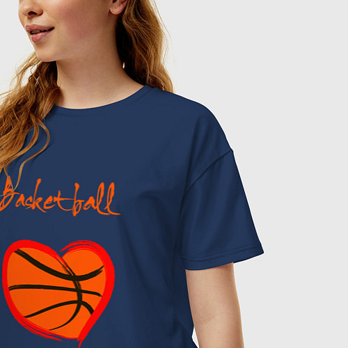 Женская футболка оверсайз Basket love / Тёмно-синий – фото 3