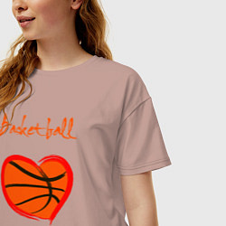 Футболка оверсайз женская Basket love, цвет: пыльно-розовый — фото 2