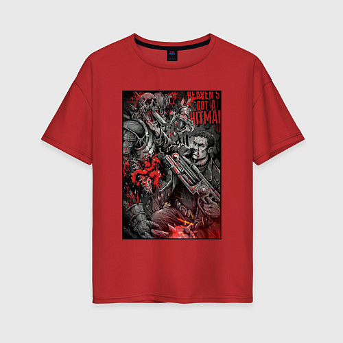 Женская футболка оверсайз Painkiller and demon - comix style / Красный – фото 1